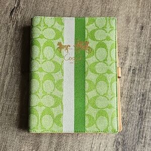 Coach Green and White Monogram Writing Pad